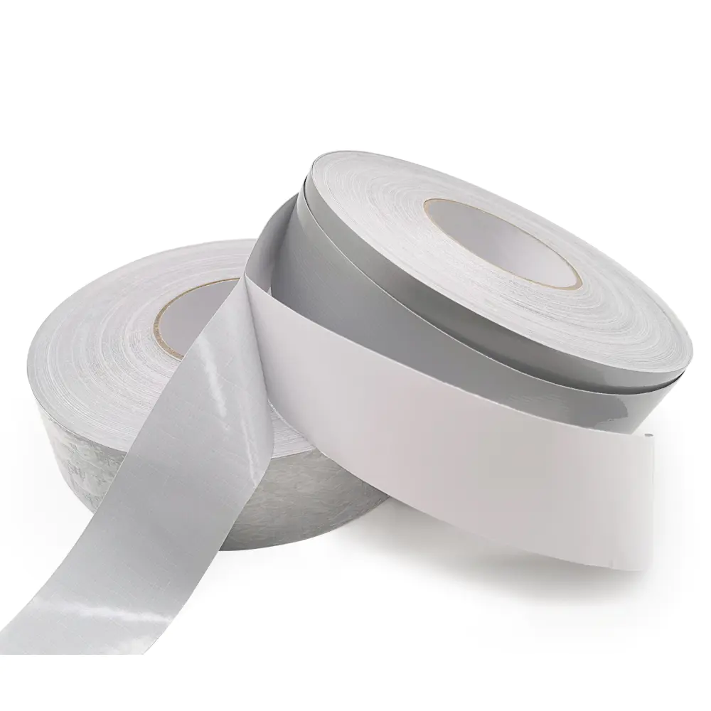 Waterproof heavy duty silver cloth duct tape with white release paper