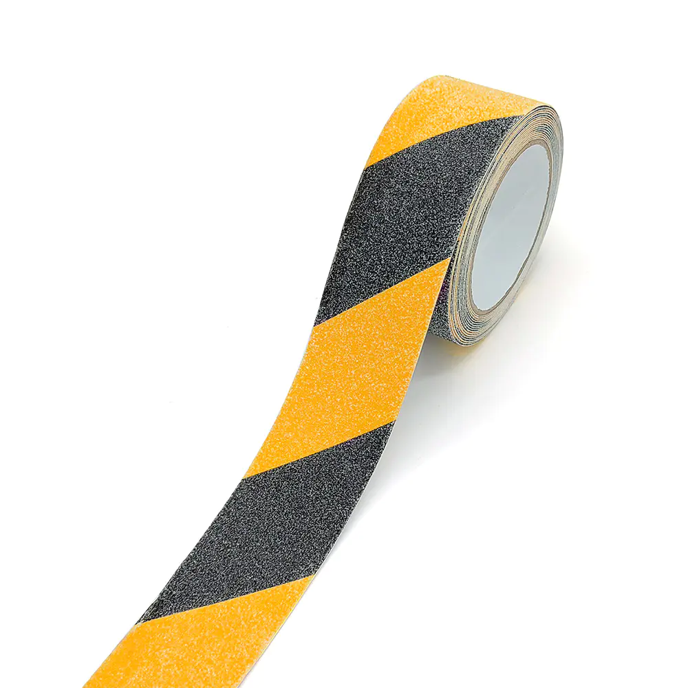Black & Yellow Caution Non Skid Tape Roll for Stair Steps Ramp Traction Tread Staircases Grips Adhesive Non Slip Strips Walk