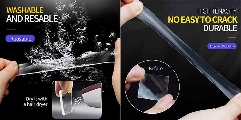 Washable reusable nano tape