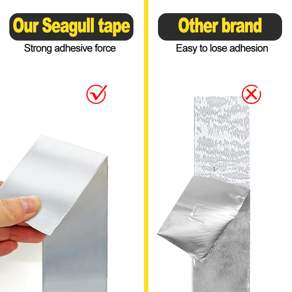 HVAC aluminum foil tape waterproof fireproof high temperature sliver duct seal tape for ventilation duct