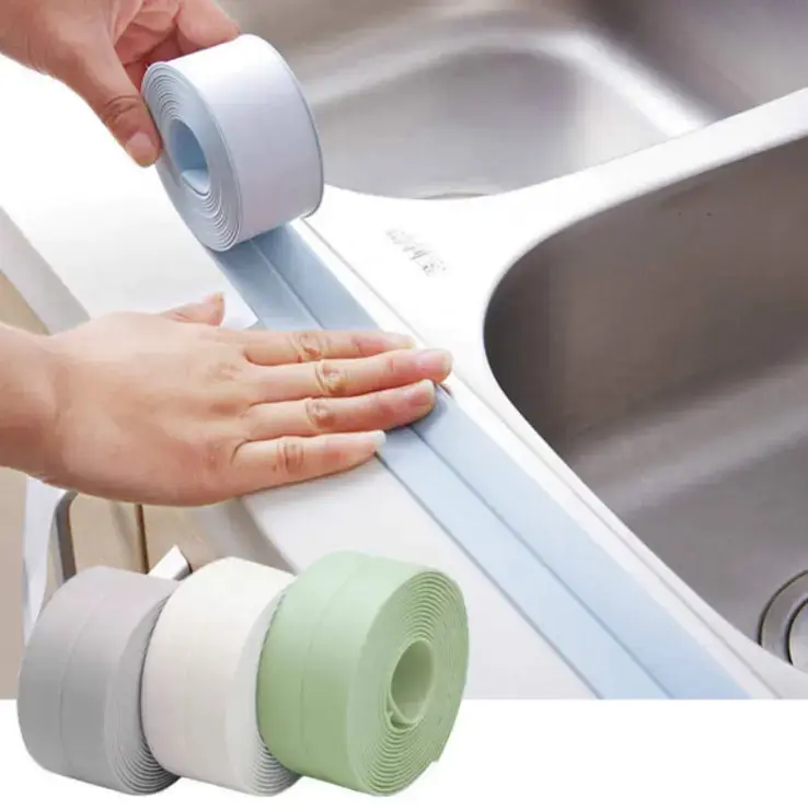 Bathroom PVC Sealing Tape Waterproof Kitchen Sink Shower Bath Tile Gap Wall Caulk Strip Tape Self Adhesive Kitchen Edge Tape