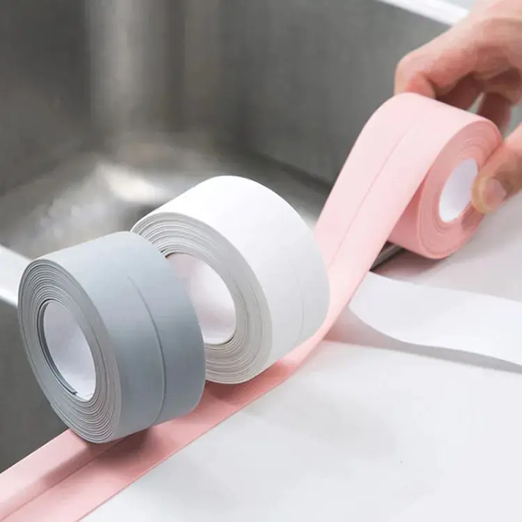 Bathroom PVC Sealing Tape Waterproof Kitchen Sink Shower Bath Tile Gap Wall Caulk Strip Tape Self Adhesive Kitchen Edge Tape