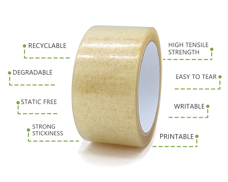 Eco friendly clear cellophane tape flagging biodegradable transparent