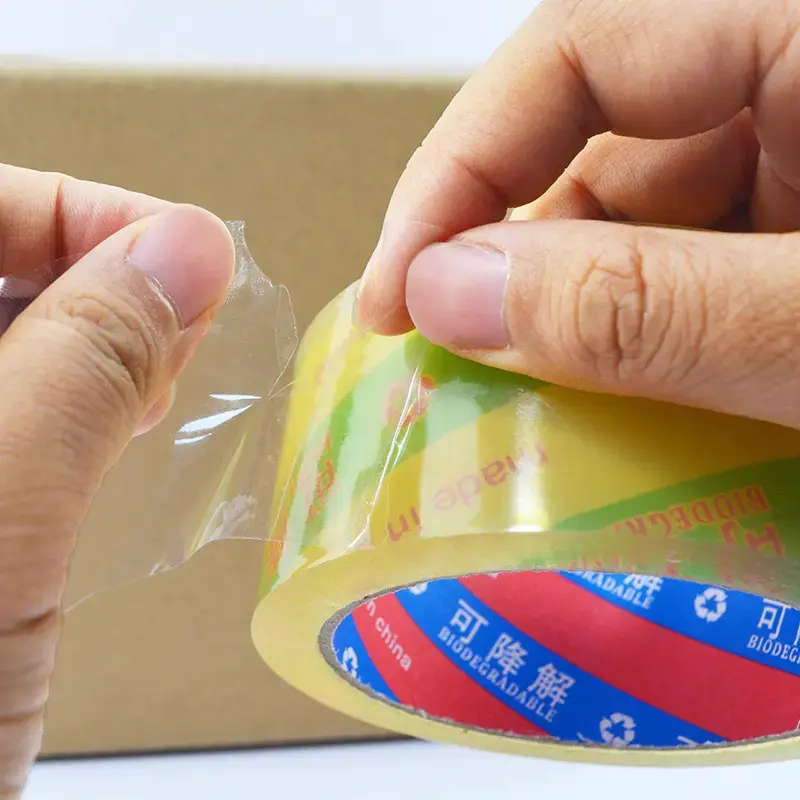 Eco friendly clear cellophane tape flagging biodegradable transparent cellulose film packing tape for carton sealing