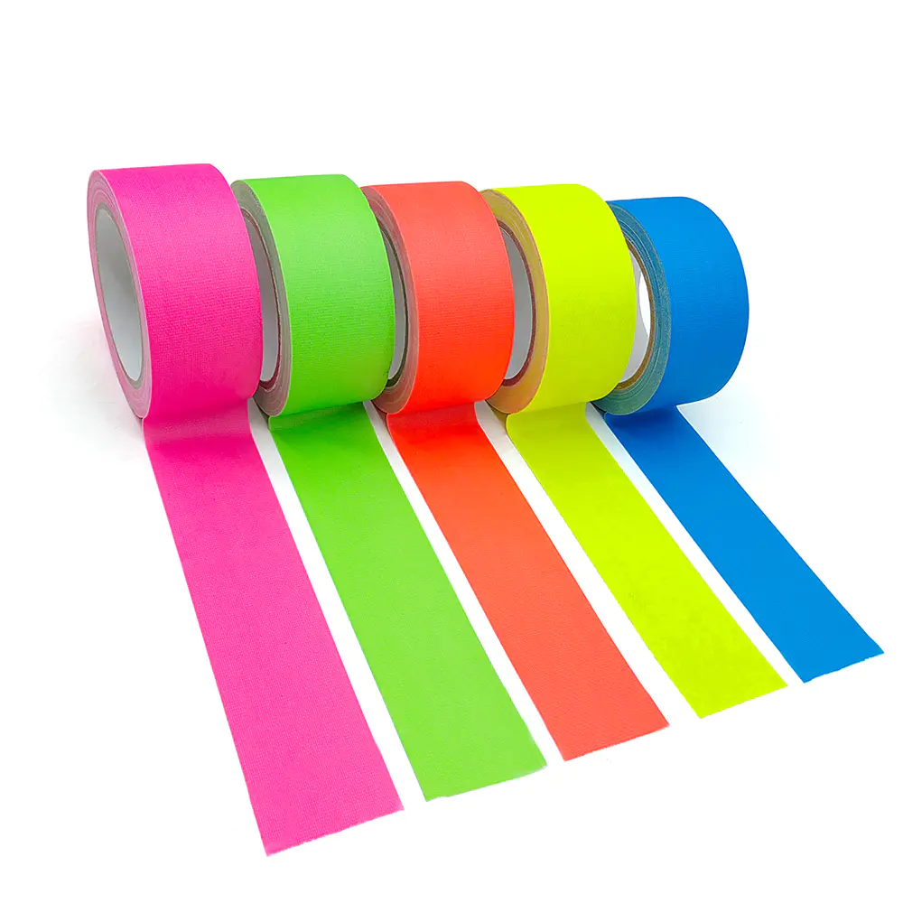 Colored fluorescent tape UV light visible glowing blacklight reactive adhesive gaffer luminous warning marking cotton cloth tape