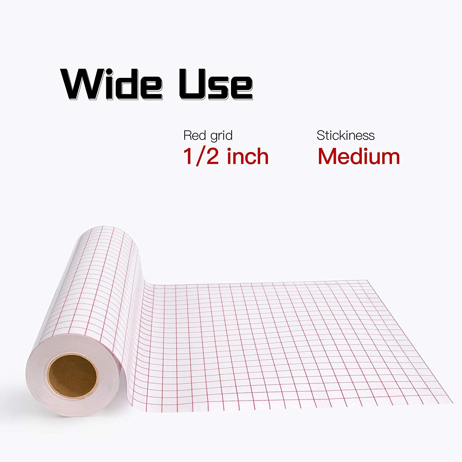 Clear Vinyl Transfer Paper Tape Roll Alignment Grid Application Tape Adhesive Vinyl for Decals,Signs, Windows, Stickers