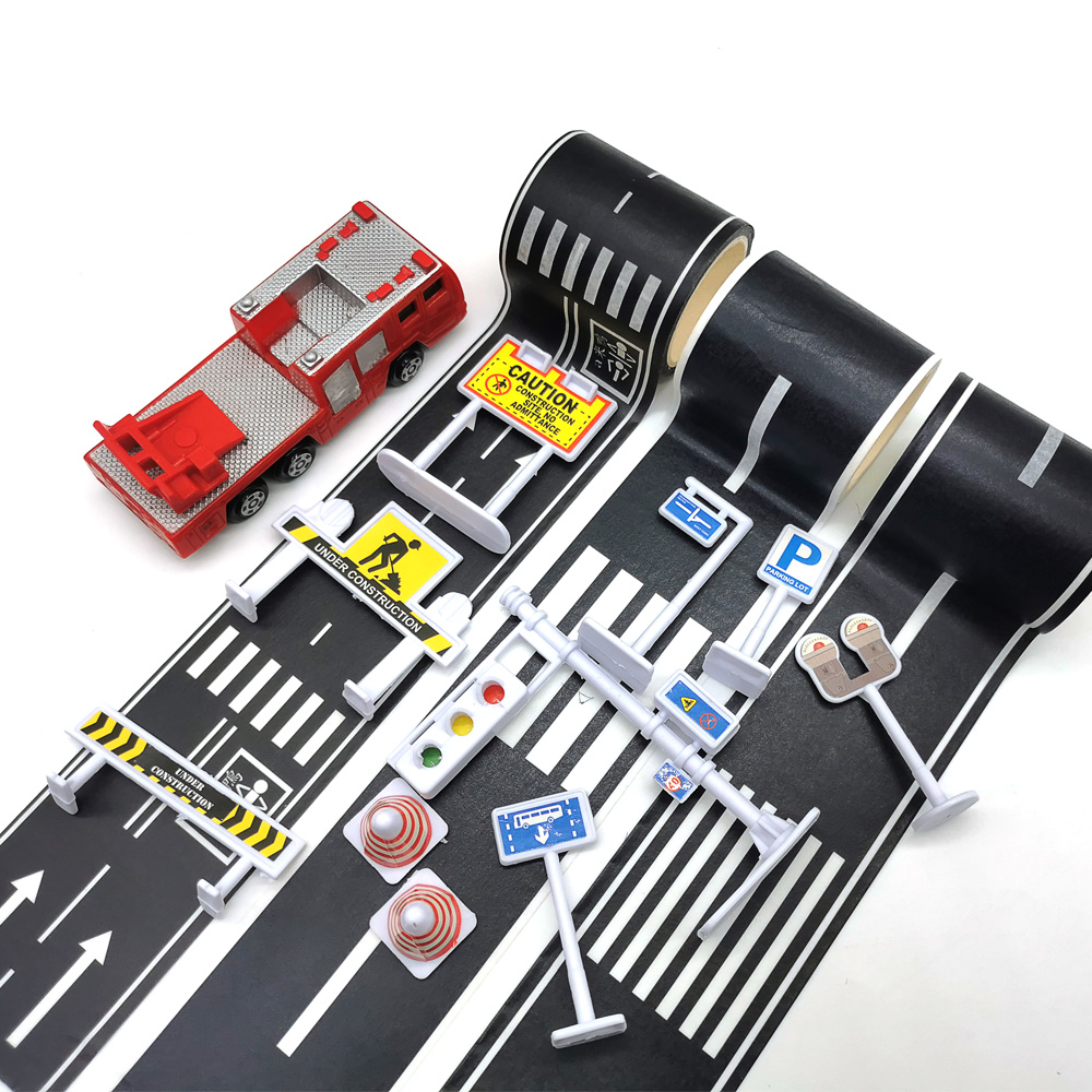 48mm*5m Railway Road Adhesive Tape DIY Scrapbooking Sticker Label Washi Paper Tape for Kids Toy Car Play